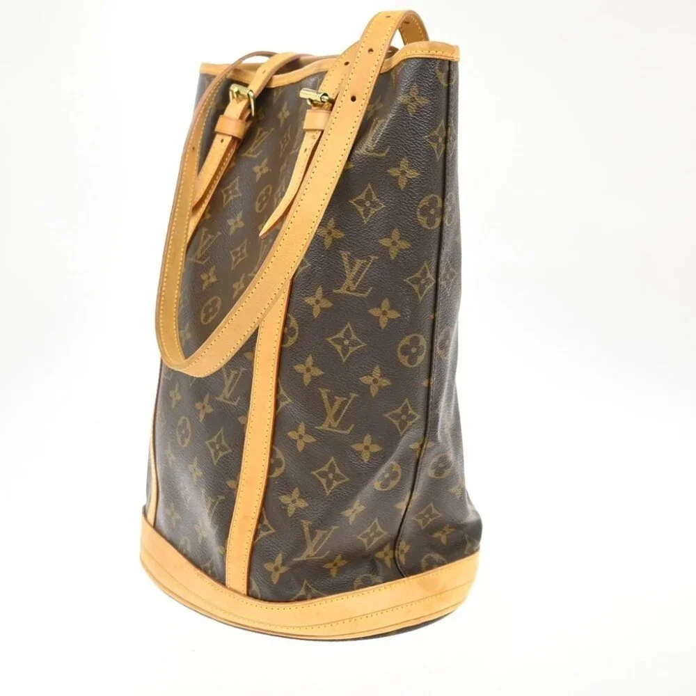 LOUIS VUITTON BUCKET GM Shoulder Tote Bag Monogram Leather Brown